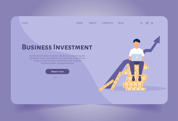 Landing page template for Business investment Financial Growth and financial consulting vector illustration concepts for website