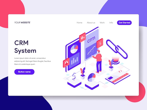 Landing page template of CRM System Illustration