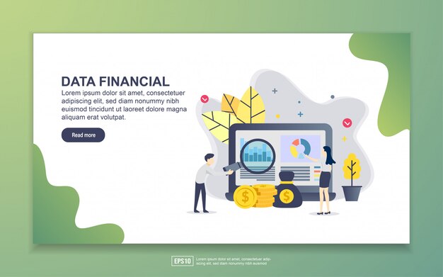 Vector landing page template of data financial