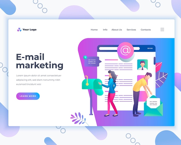 Landing page template email marketing concept with office people Modern flat design web page design for website and mobile website Vector illustration