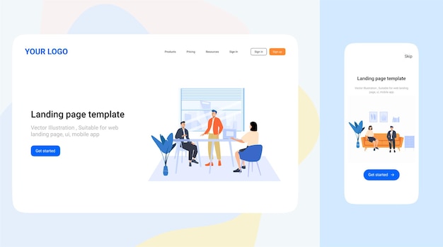 Landing page template.Flat style illustration isolated on white background