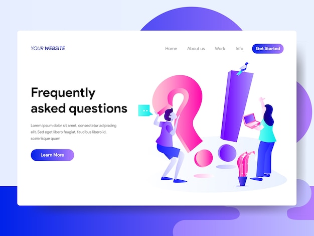 Vector landing page template of frequently asked question concept