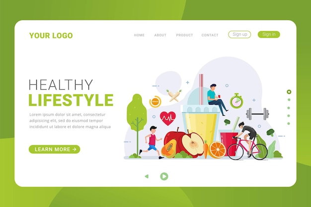 Landing page template healthy lifestyle design