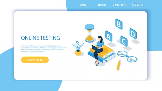 Landing page template for online testing