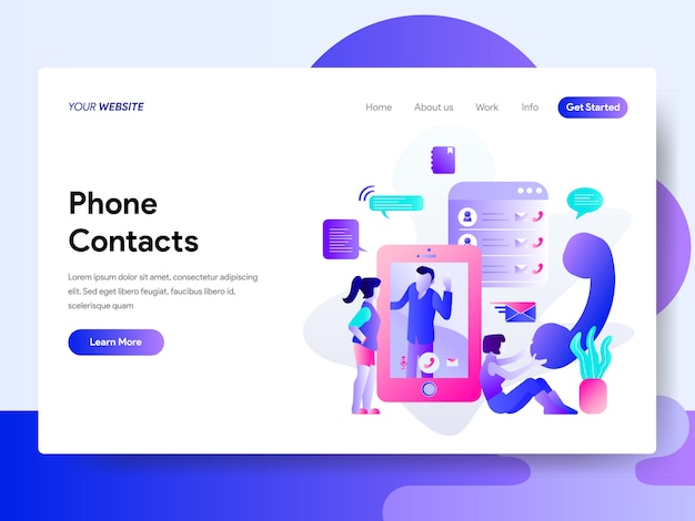 Landing page template of Phone Contacts Illustration