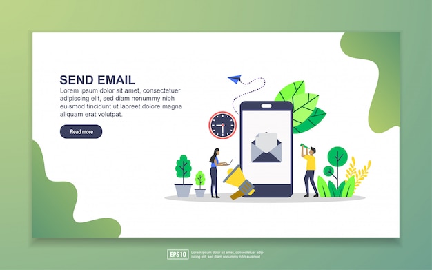 Landing page template of send email. Modern flat design concept of web page design for website and mobile website