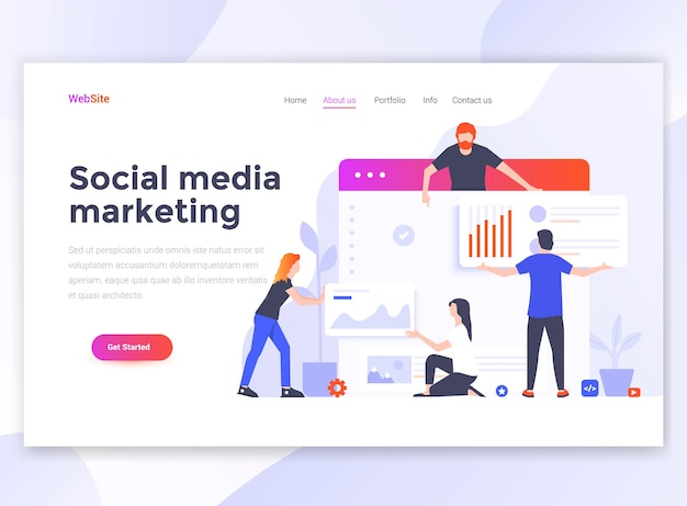 Landing page template of Social media marketing.