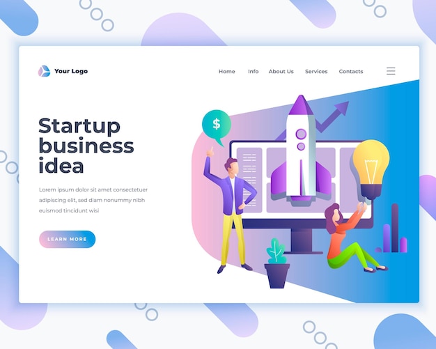 Landing page template startup business ideas concept with office people Modern flat design web page design for website and mobile website Vector illustration