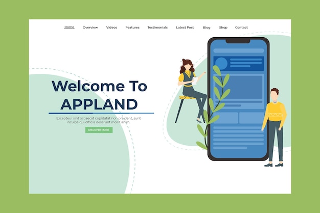 Landing Page Template Welcome to appland Premium Vector