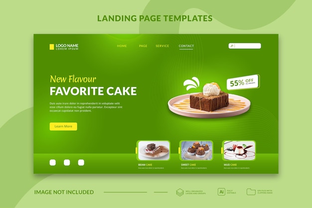 landing page template with food theme