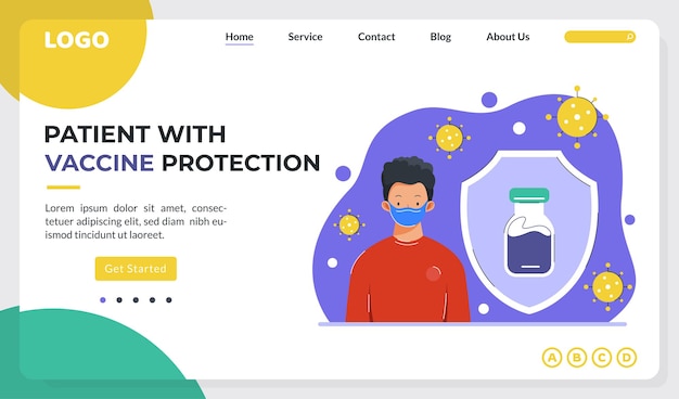 Landing page template with Illustration of Patient with Vaccine Protection