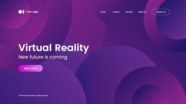 Landing page template with modern abstract gradient design