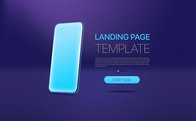   landing page template with modern smartphone