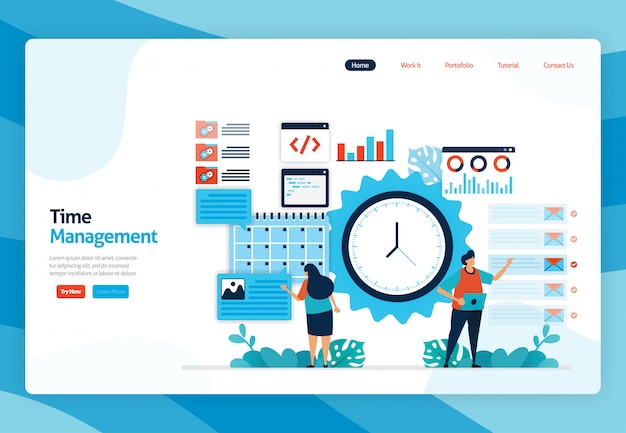 Landing page of time management and scheduling jobs project