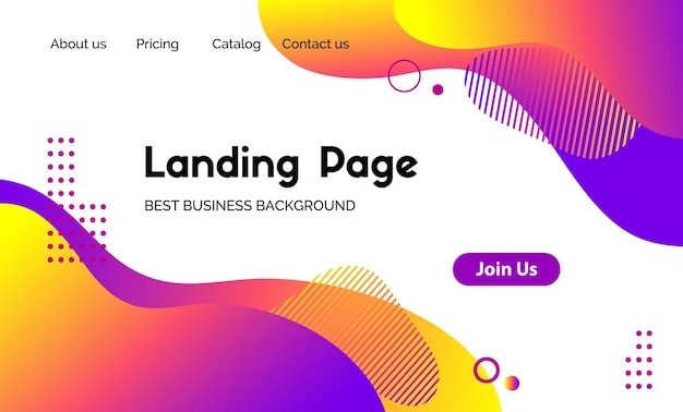 Landing page vector template Abstract modern background with liquid fluid color shapes