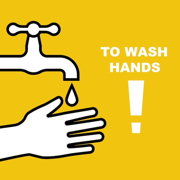 Landing page to wash hands black line icon Hands under the water tap Personal hygiene Disinfection