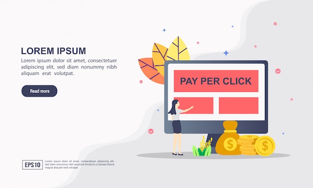 Landing page web template concept of pay per click