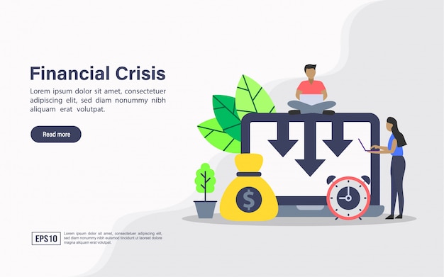 Landing page web template of financial crisis 