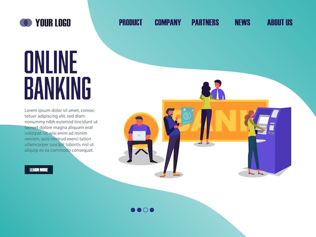 Landing page web template online banking