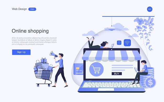 Landing page web template for Online shopping and services