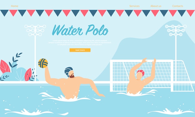 Landing page web template for Water Polo Competition or Training