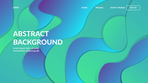 Landing page web template with dynamic modern abstract design for websites