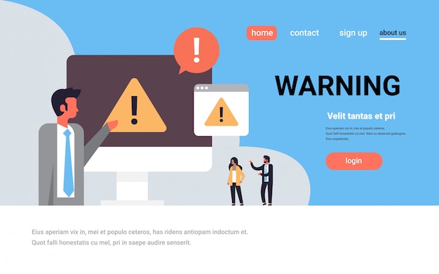 Landing page or web template with illustration, online security theme