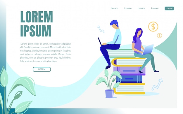 landing page web template with people generating Ideas, Cartoon.