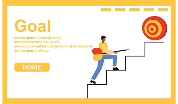 Landing page for a website the concept of achieving goals