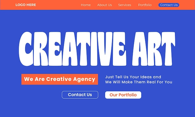 Landing page website with a creative layout for creative agency or digital agency template design