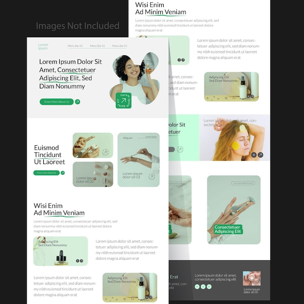 Vector landing page wireframe for email newsletter template flat modern responsive design header service