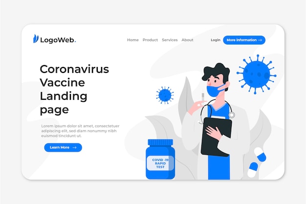 Landing page with coronavirus cure development