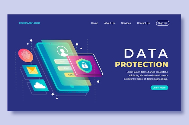 Landing page with data protection