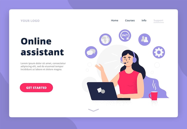 landing page with online assistant