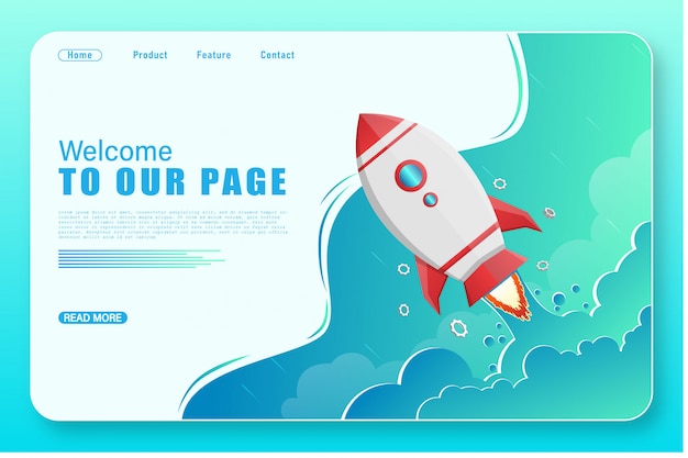 Landing page with rocket launch