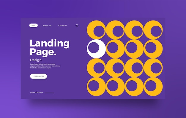 Vector landing page with simple shape