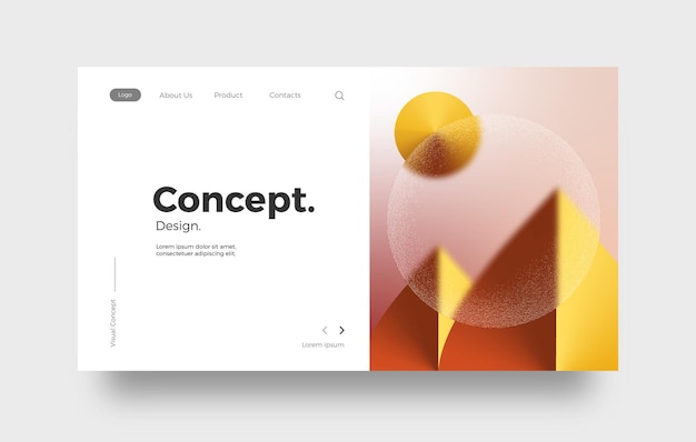 Vector landing page with simple shape