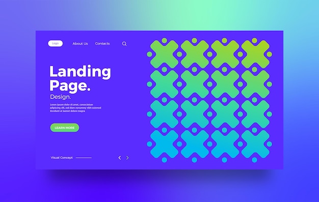 Vector landing page with simple shape