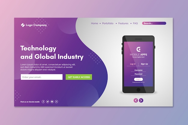 Landing page with smartphone