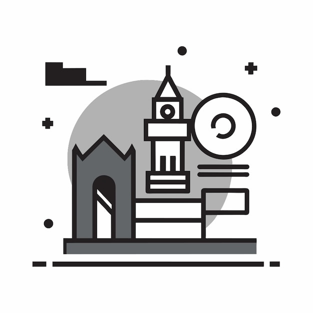 Vector landmark vector illustration doodle line art