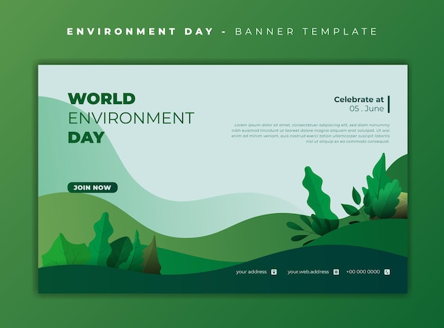 Landscape background in green cartoon design for world environment day template design