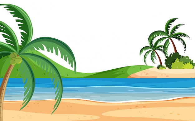 Landscape background with beach and trees