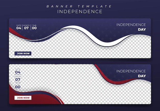 Landscape banner template in red blue and white background for independence day design