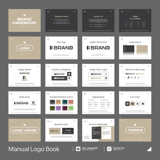 Vector landscape brand guidelines book template