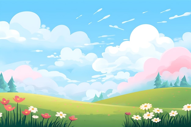 Landscape Cartoon Clouds Illustration