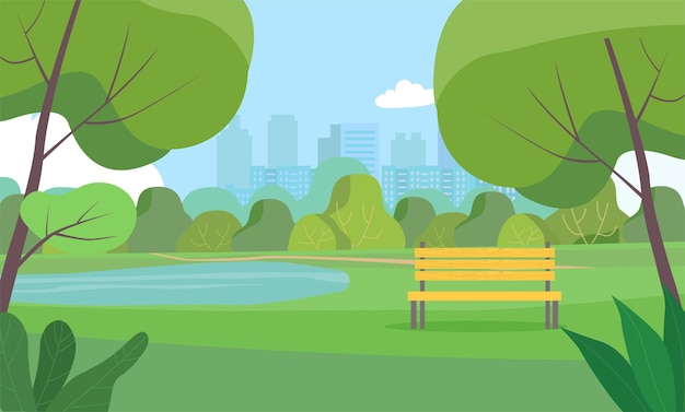 Landscape in city park .Vector Illustration.