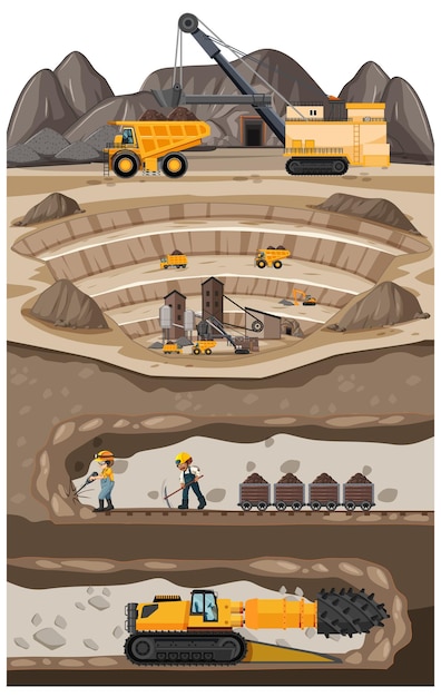 Landscape of coal mine industry with underground