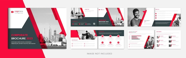 Landscape Corporate brochure design template with abstract shapes vector