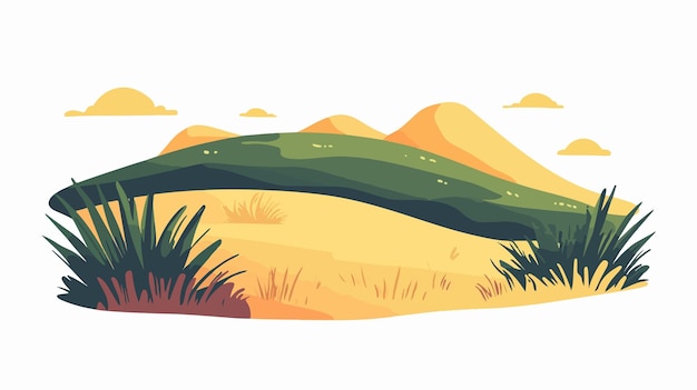 Vector landscape grassland outdoors cartoon vector illustration