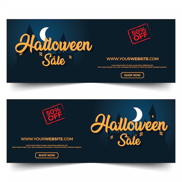 Vector landscape halloween sale banner template.